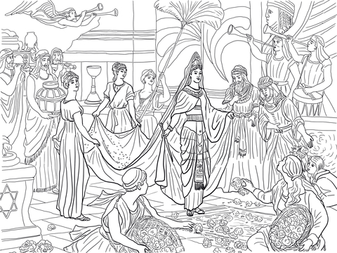 The Arrival Of The Queen Of Sheba Coloring Page